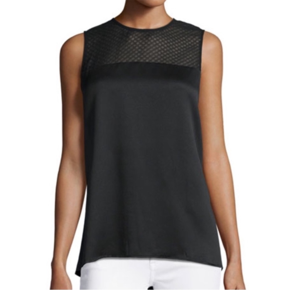 Cooper & Ella Black Morgan Crepe Draped Back Top. Size S